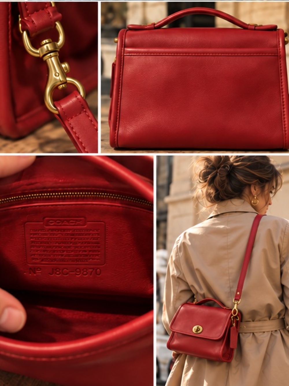 💎 VTG 1998 Coach Court Bag 9870 Red USA Near-Mint Collector Condition